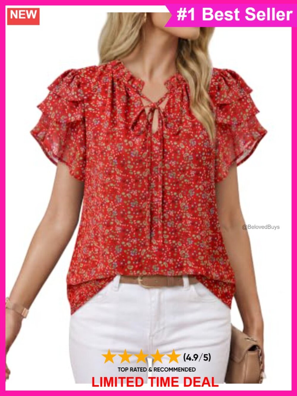 Chiffon Ruffle Short Sleeve Blouse Dressy Casual Work Top